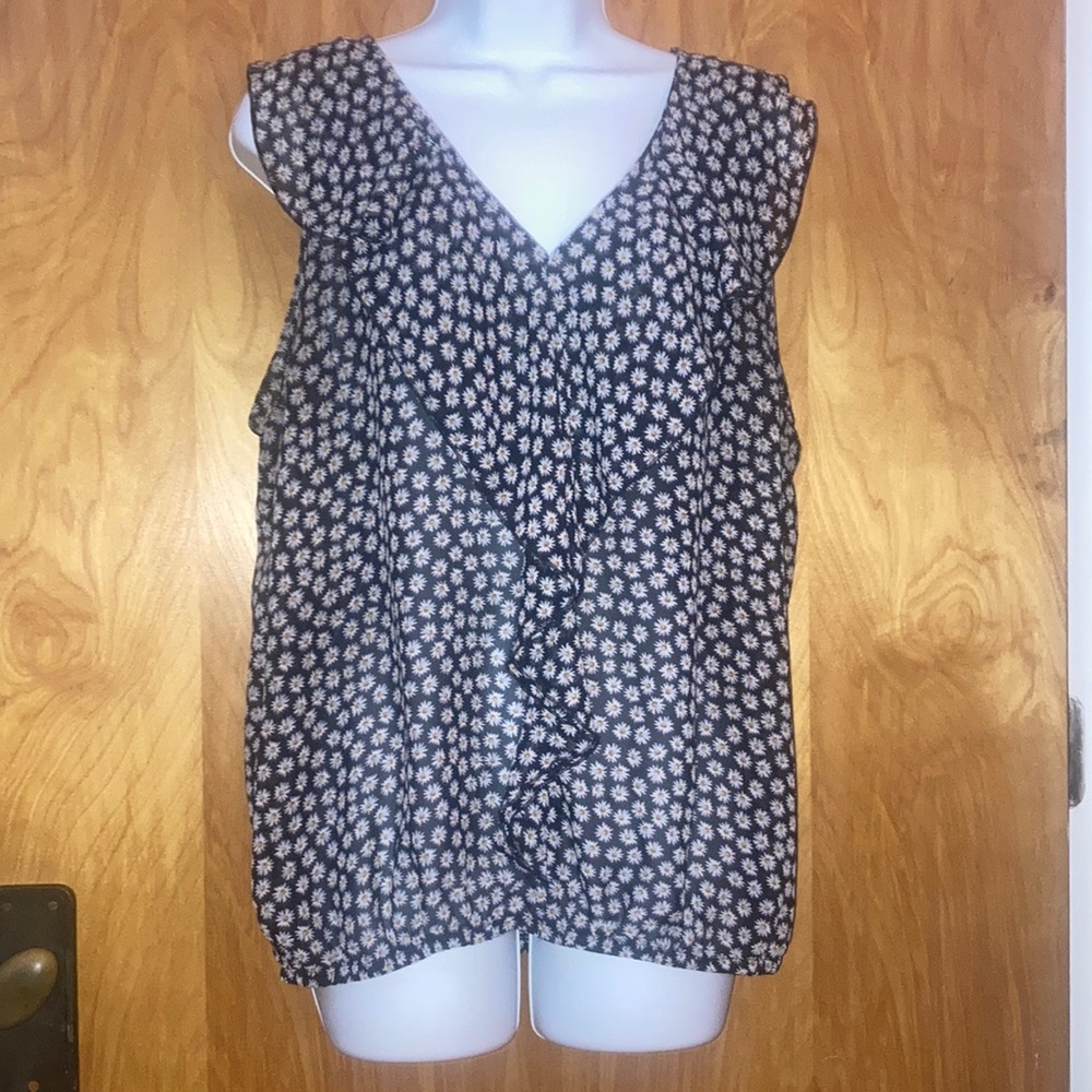 Metaphor Daisy Flower Sheer Tank Top Blouse Size Large